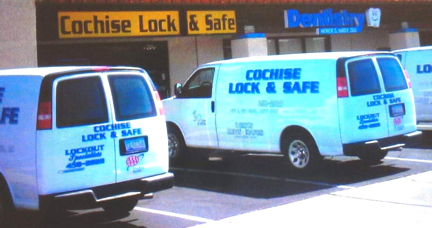 Cochise Lock & Safe service vans lettered Lockout Specialists